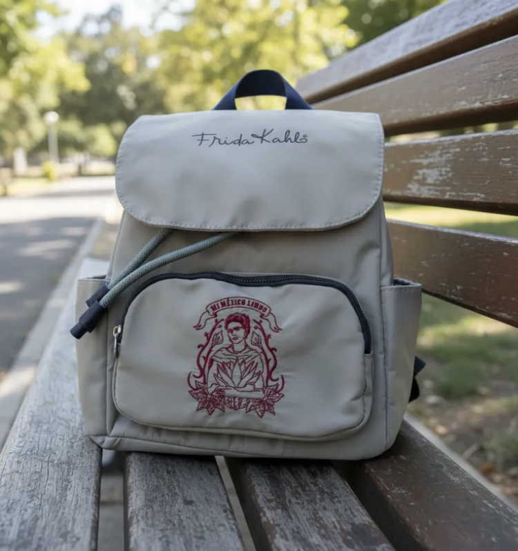 Mochila de mujer color verde diseño Frida Kahlo-2