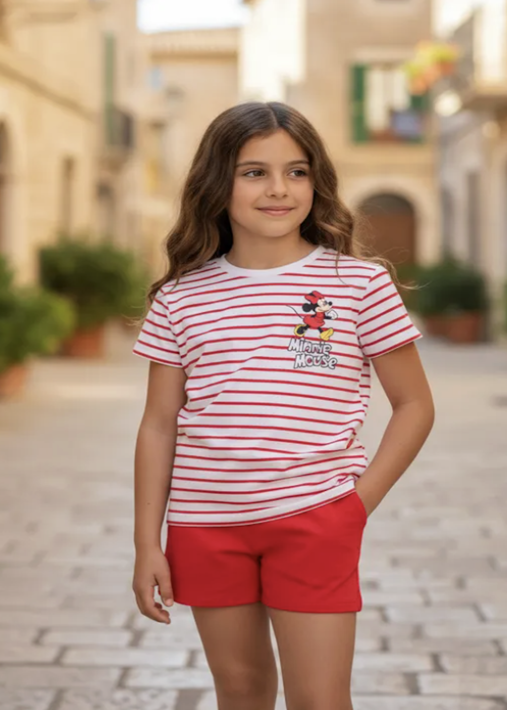 Conjunto para niña Polera y Short Minnie Mouse Talla 8-0