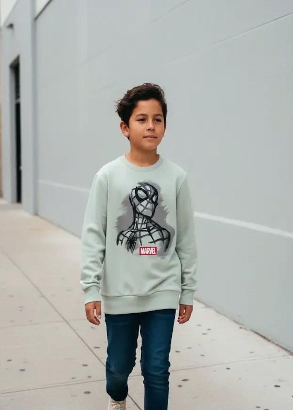 Poleron Spiderman talla 14 color verde grisaceo-0