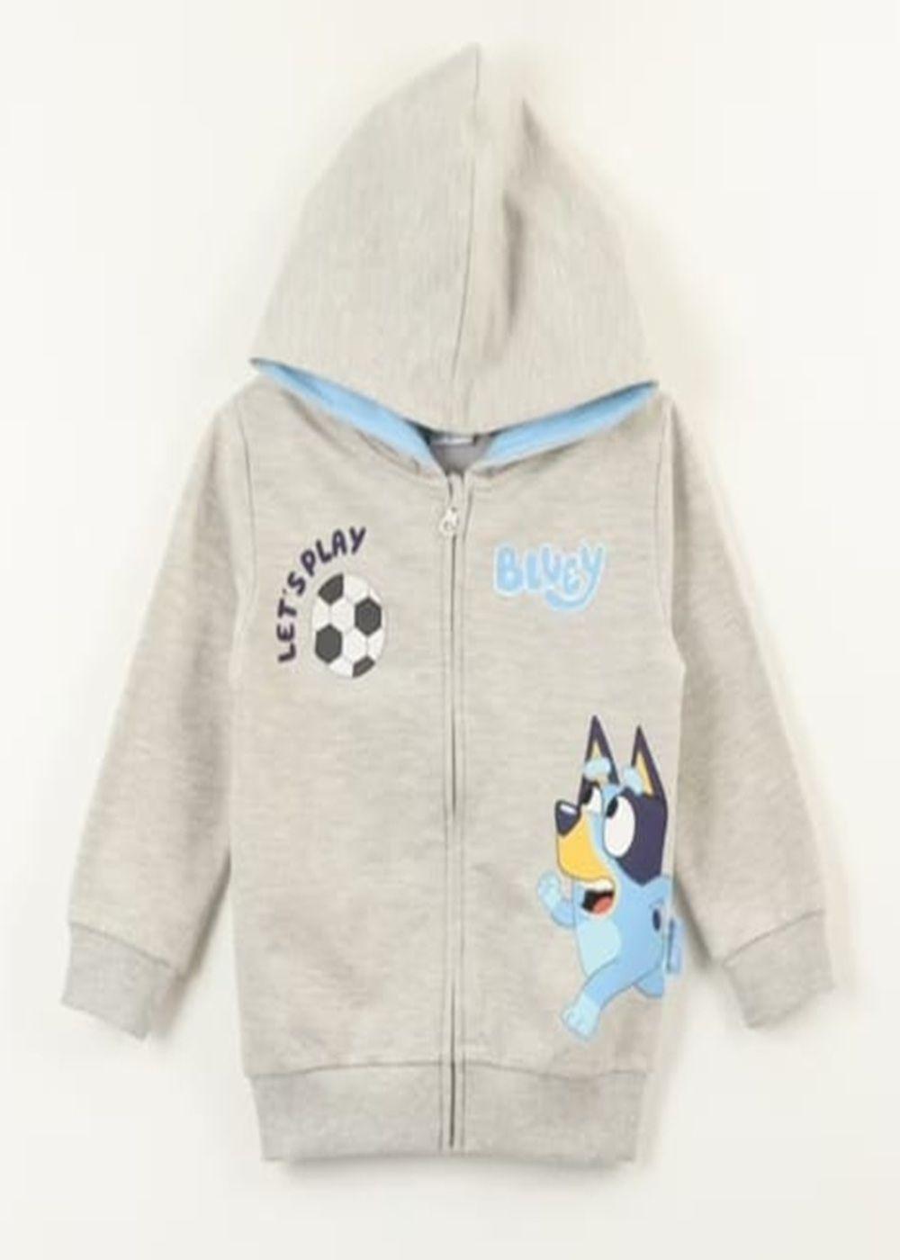 Poleron Bluey con capucha y cierre talla 3 color Gris-1