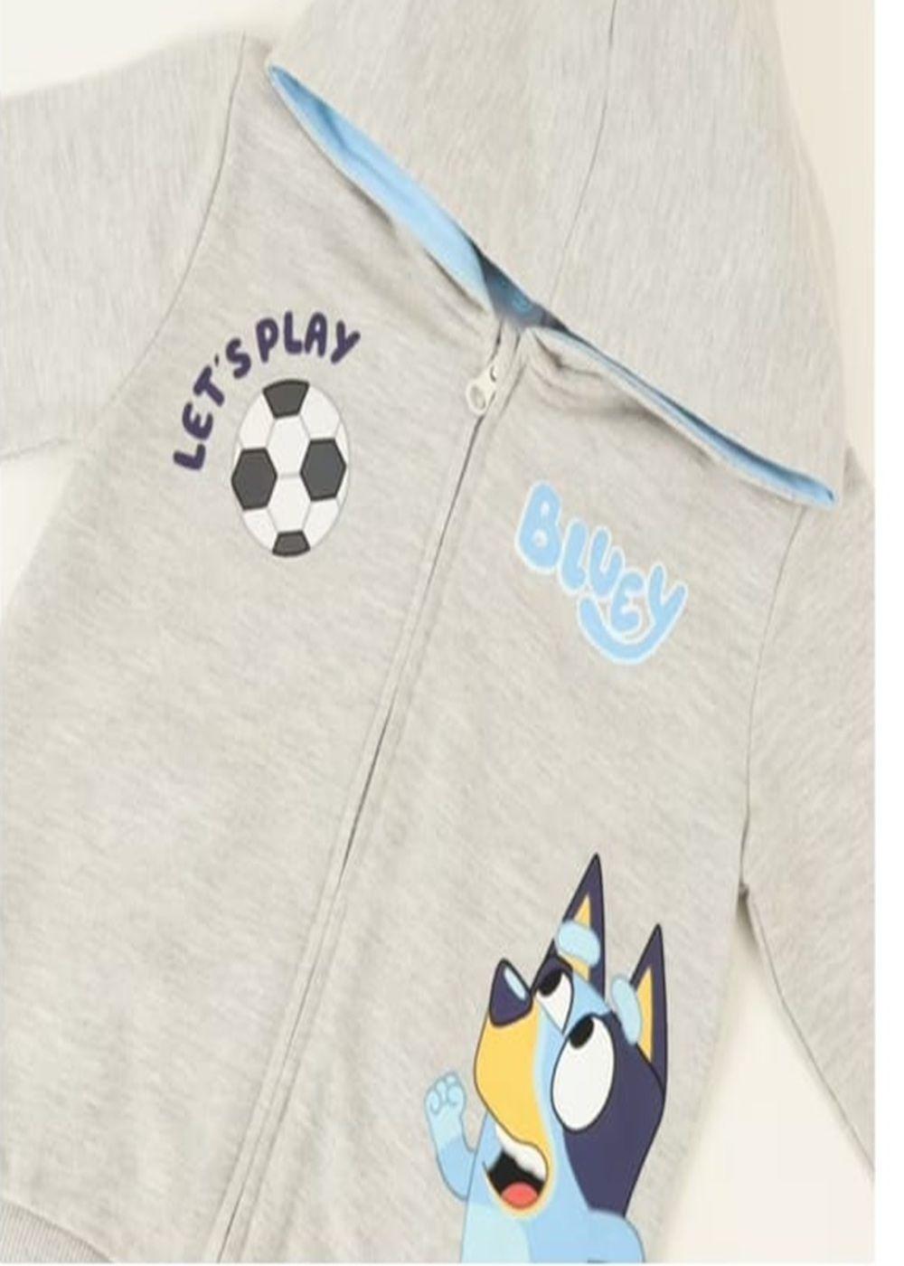 Poleron Bluey con capucha y cierre talla 3 color Gris-3