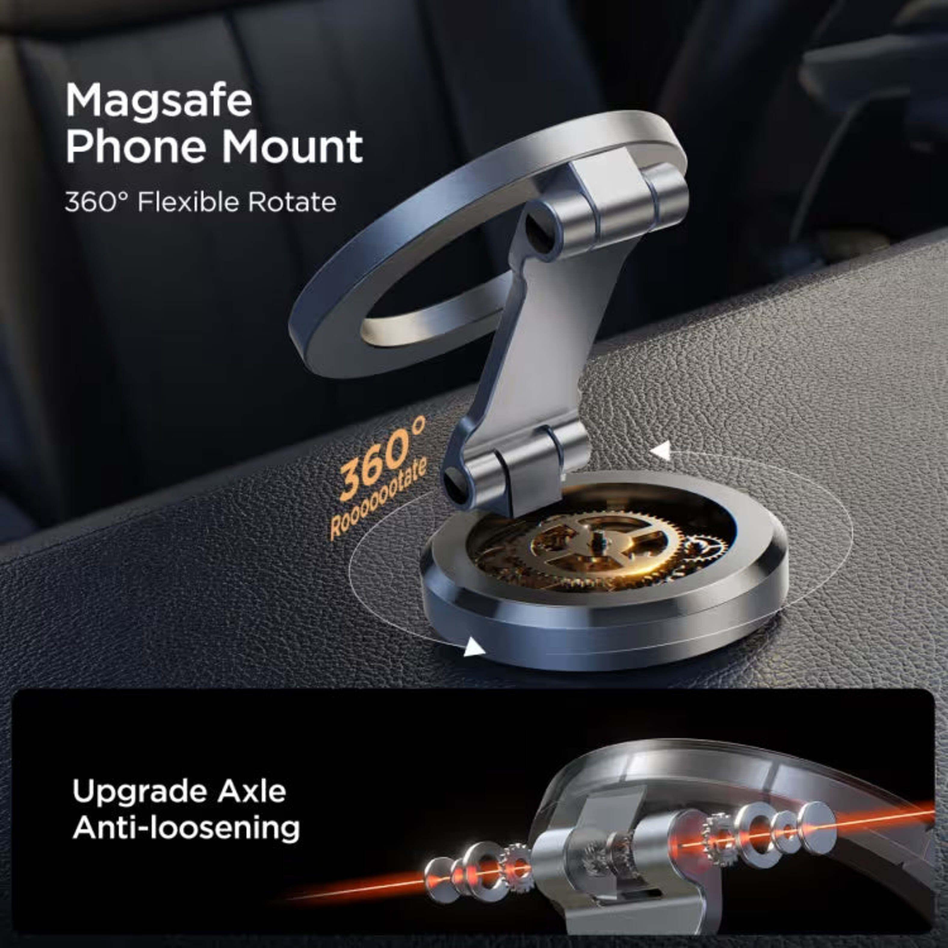 Soporte Magnético para Auto Doble Articulación 360° (Gris) - JOYROOM-2