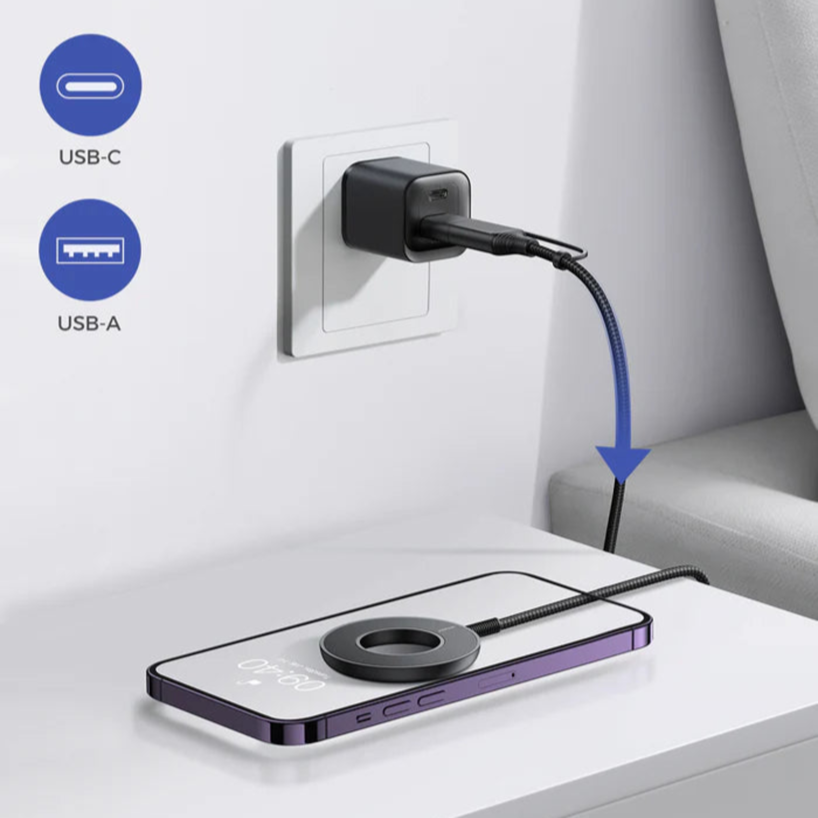 Cargador Inalámbrico Magnético 15W USB-C (Gris) - JOYROOM-2