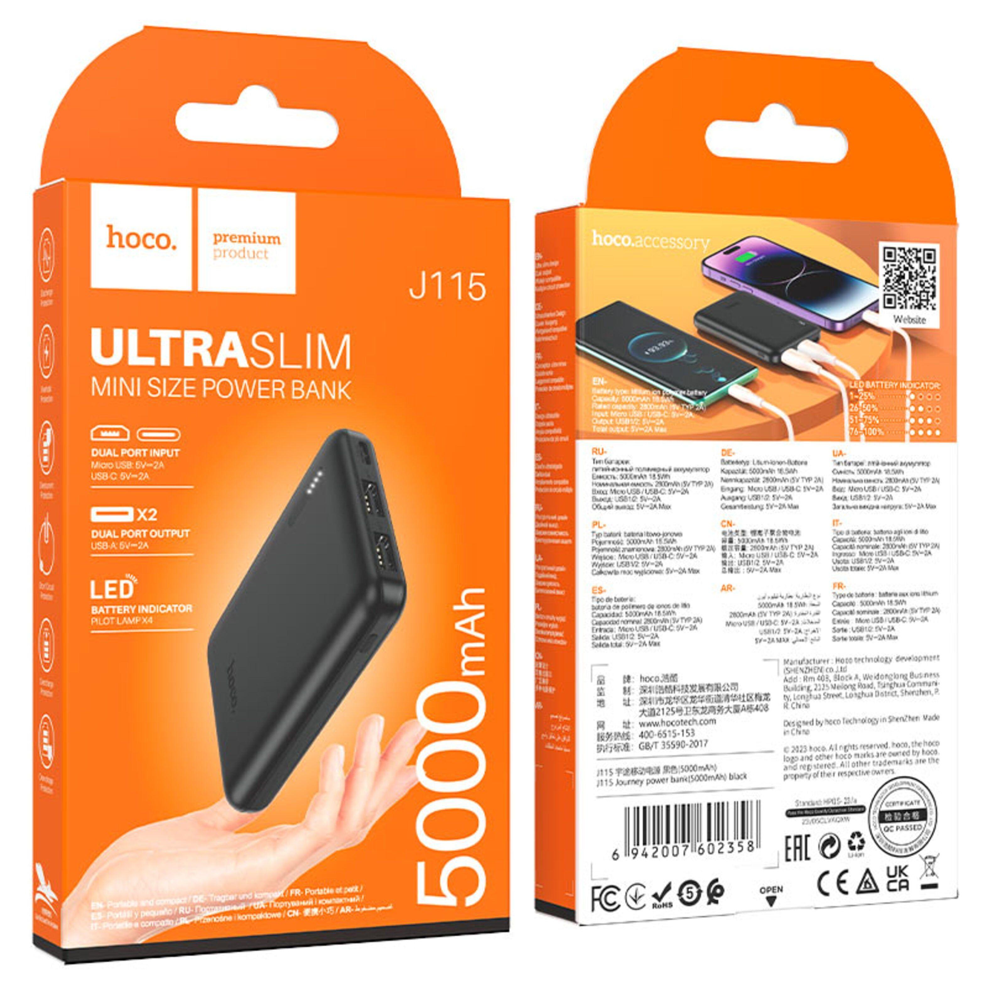 Power Bank 5000mAh Batería Portátil (Negro) - Hoco-3