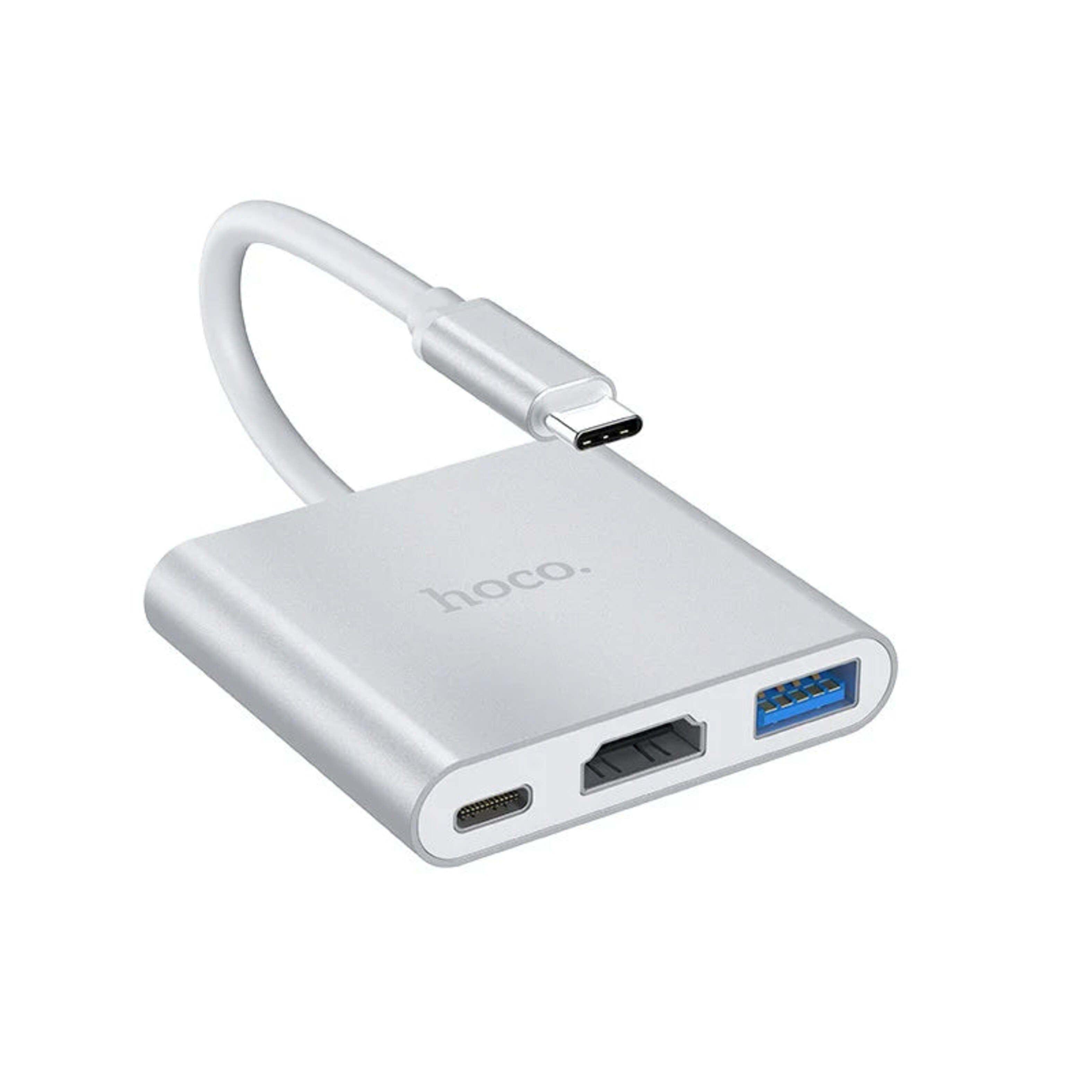 Hub Adaptador USB-C a HDMI + USB + USB-C (Plateado) - Hoco-0