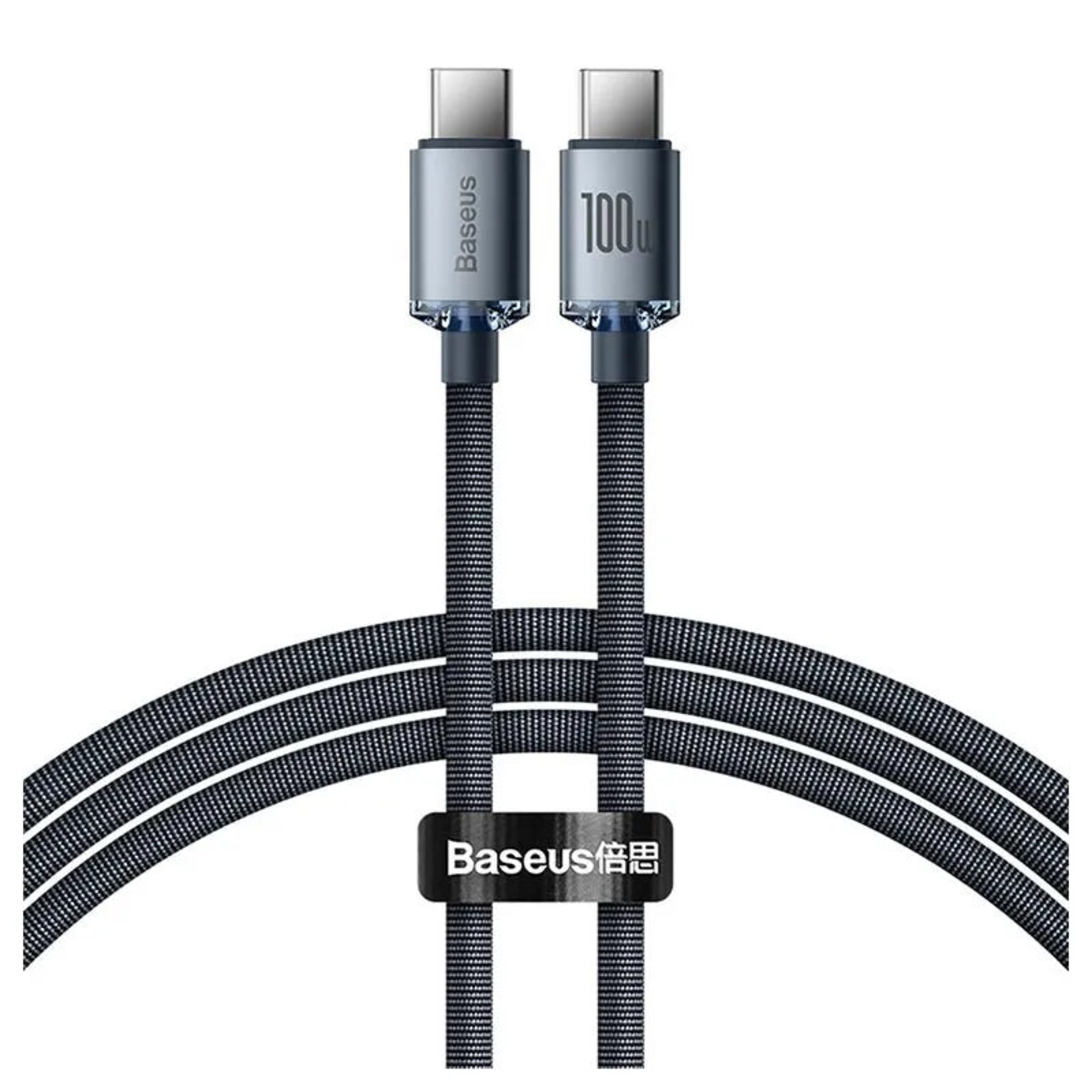Cable USB-C a USB-C 100W Carga Rápida 2 m Crystal Shine (Negro) - Baseus-1