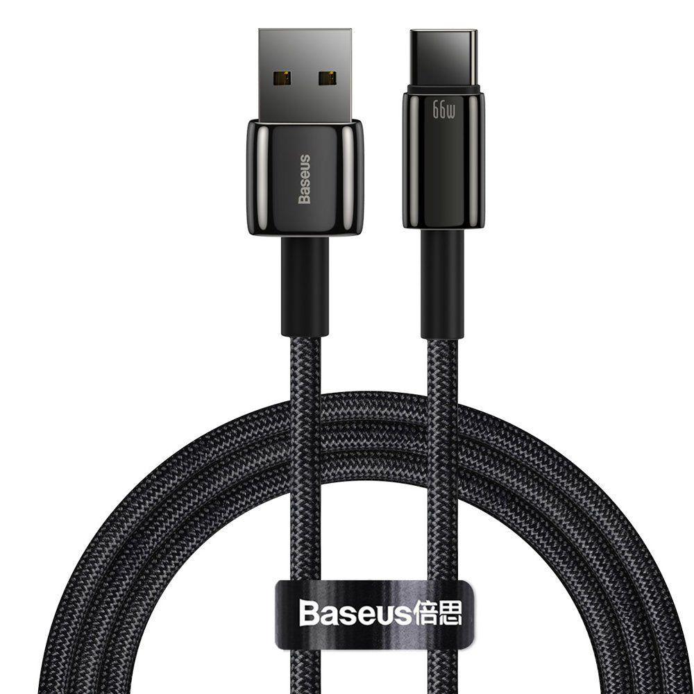 Cable USB-A a USB-C 66W Carga Rápida 1 m Tungsten Gold (Negro) - Baseus-1
