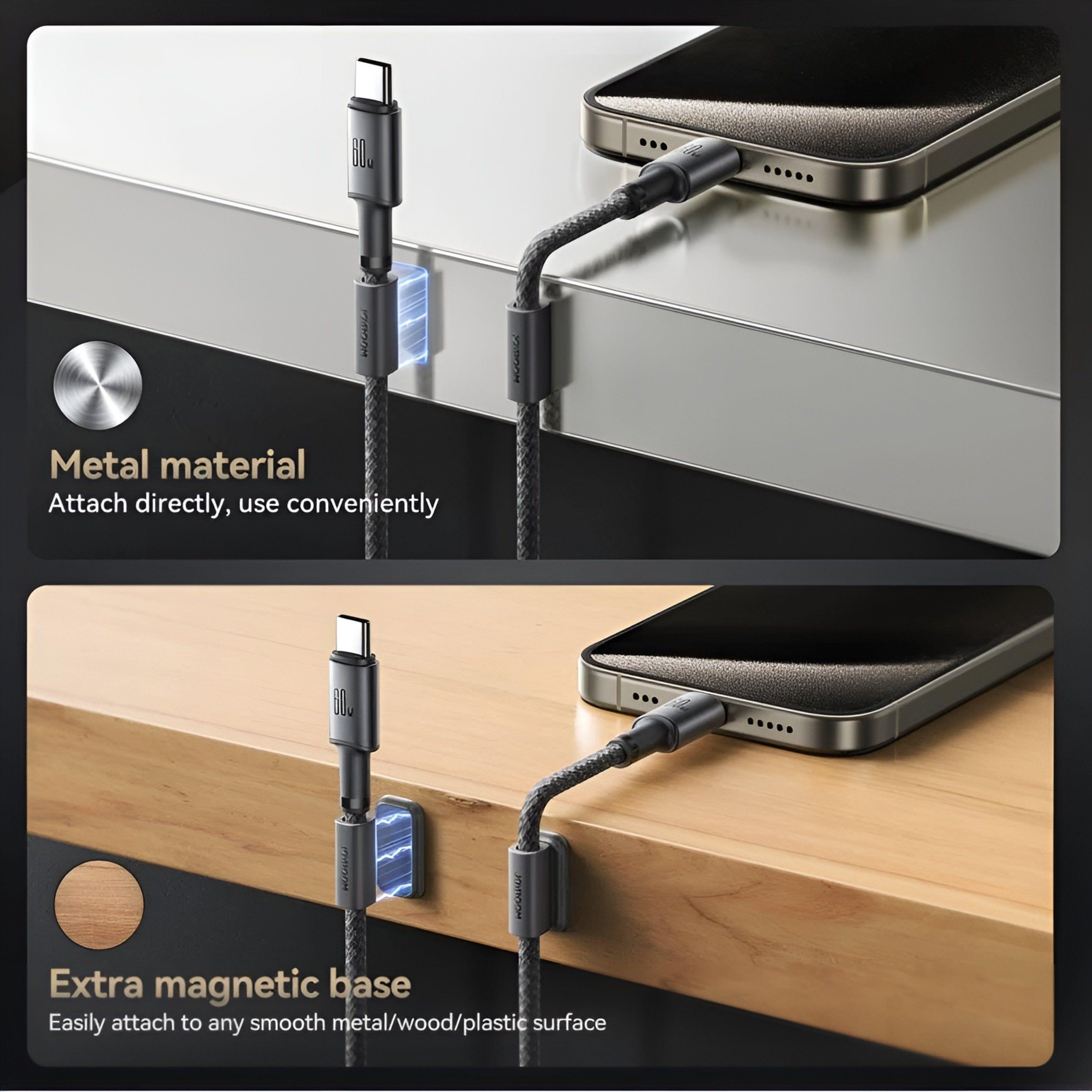 Cable USB-C a USB-C 60W Carga Rápida con Soporte Magnético (Negro) - JOYROOM-5
