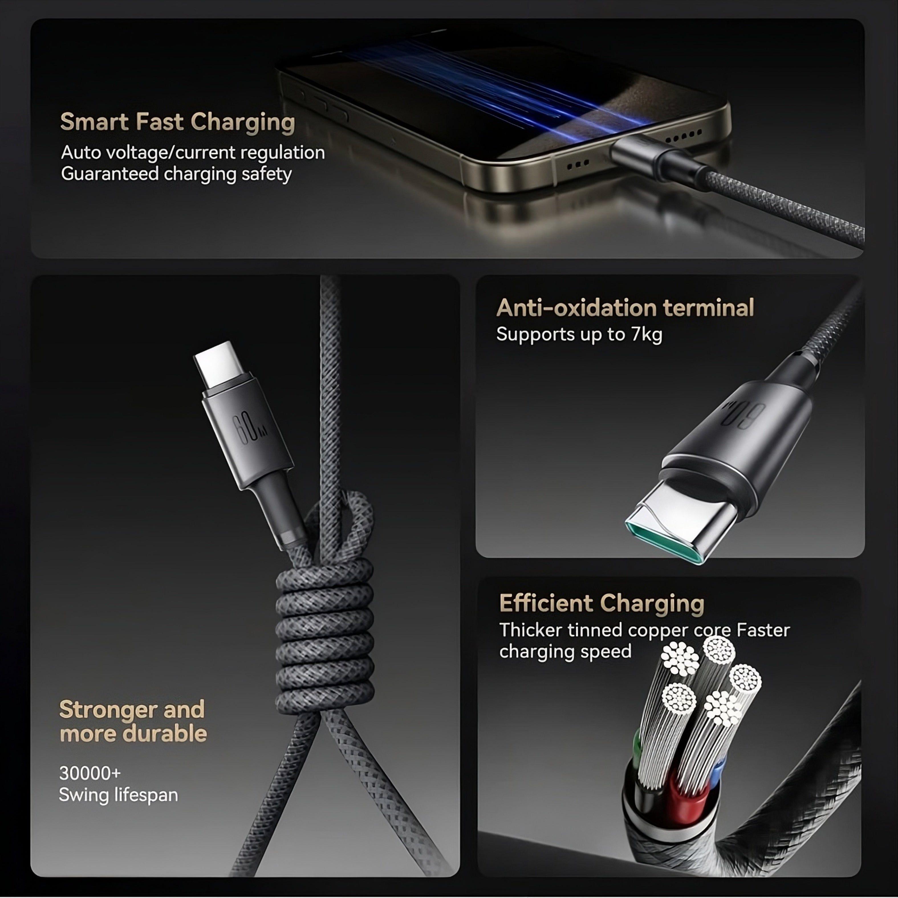 Cable USB-C a USB-C 60W Carga Rápida con Soporte Magnético (Negro) - JOYROOM-6