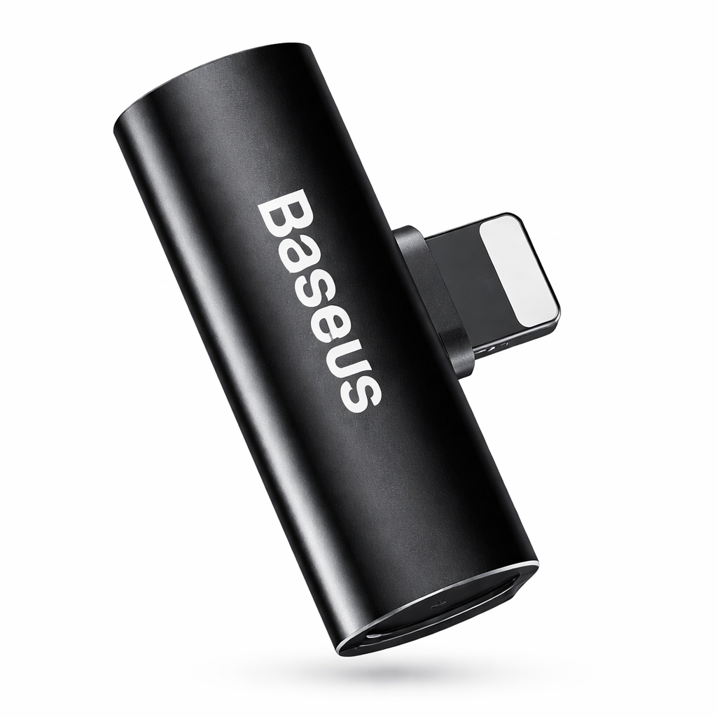 Adaptador Lightning a Jack 3.5 mm + Carga (Negro) - Baseus-1