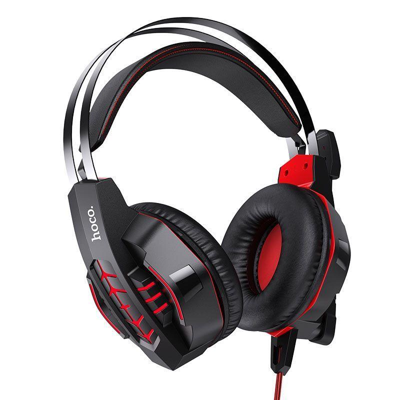 Auriculares Gaming Cool Tour con Micrófono y LED (Rojo) - Hoco-2