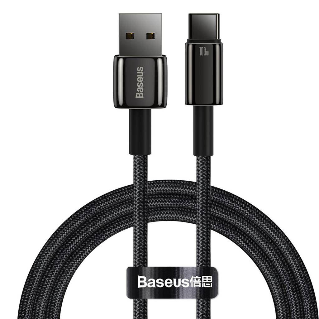 Cable USB-A a USB-C 100W Carga Rápida 1 m Tungsten Gold (Negro) - Baseus-0