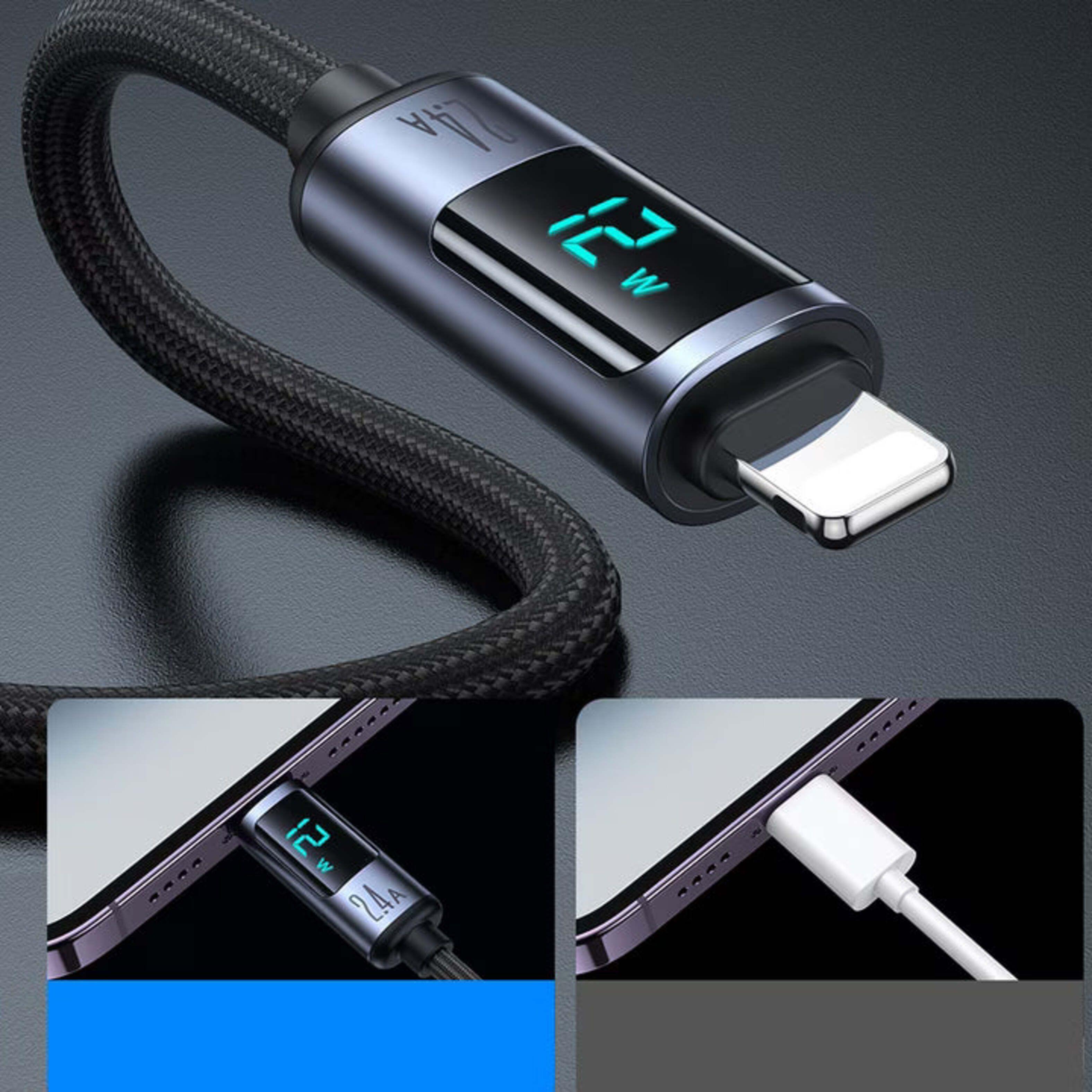 Cable USB-A a Lightning con Pantalla LED 20W Carga Rápida 1.2 m (Negro) - JOYROOM-6