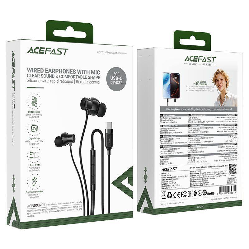 Audífonos alámbricos Acefast L10 - Negro-4