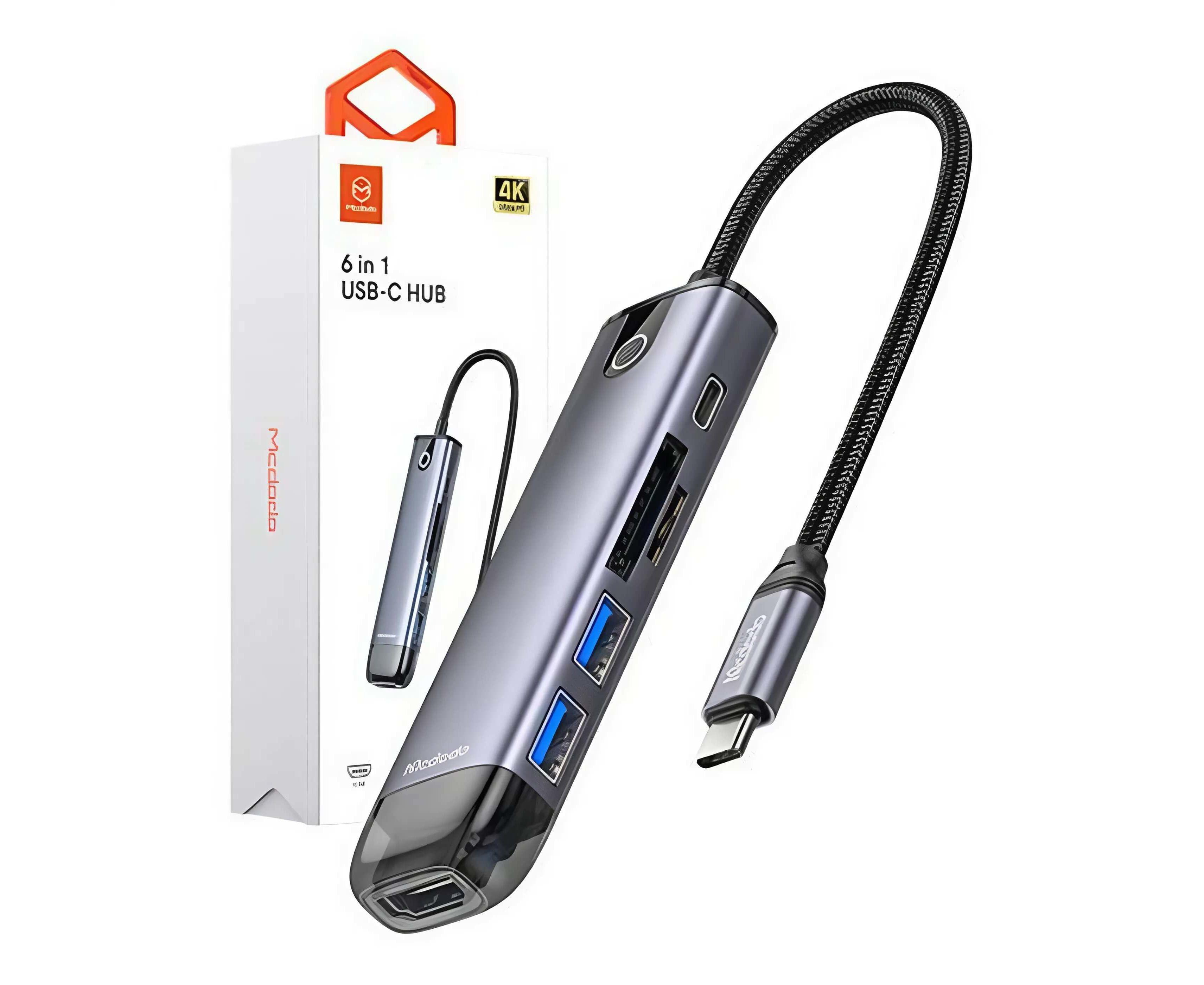 Hub multipuerto McDodo HU-7740 100W 6 puertos - Gris-4