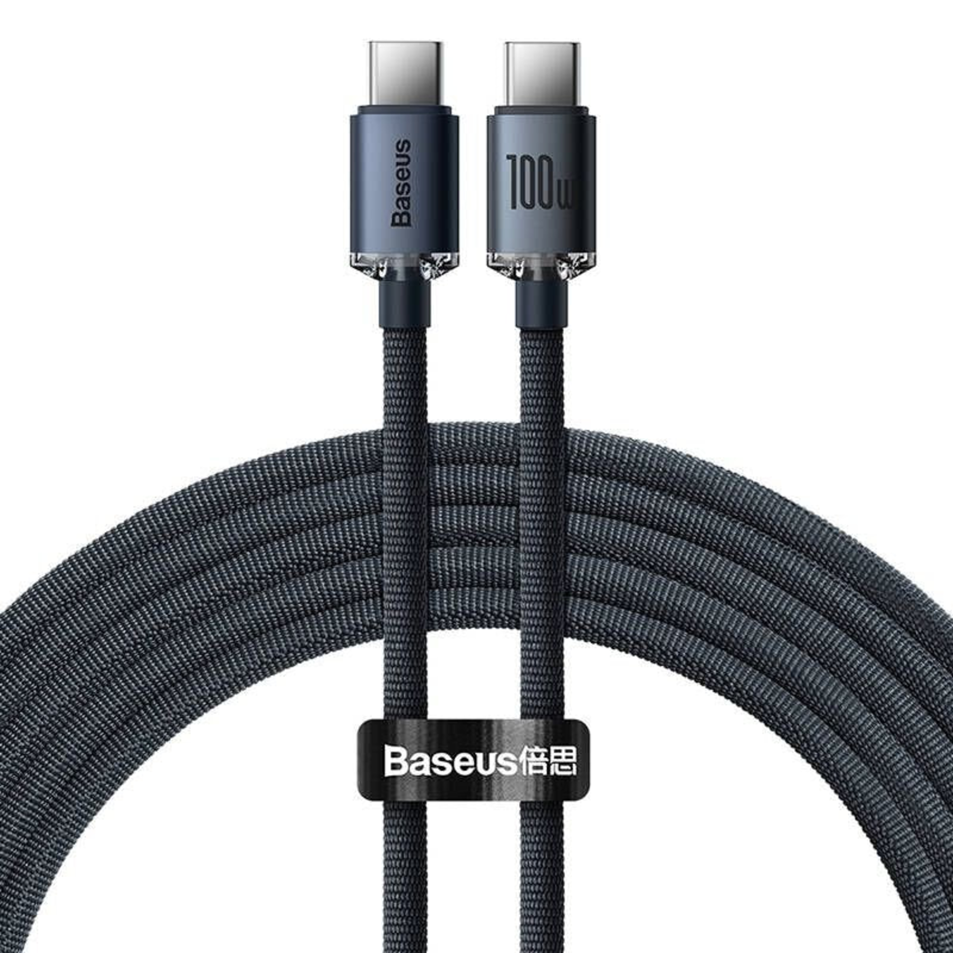Cable USB-C a USB-C 100W Carga Rápida 1.2 m Crystal Shine (Negro) - Baseus-0