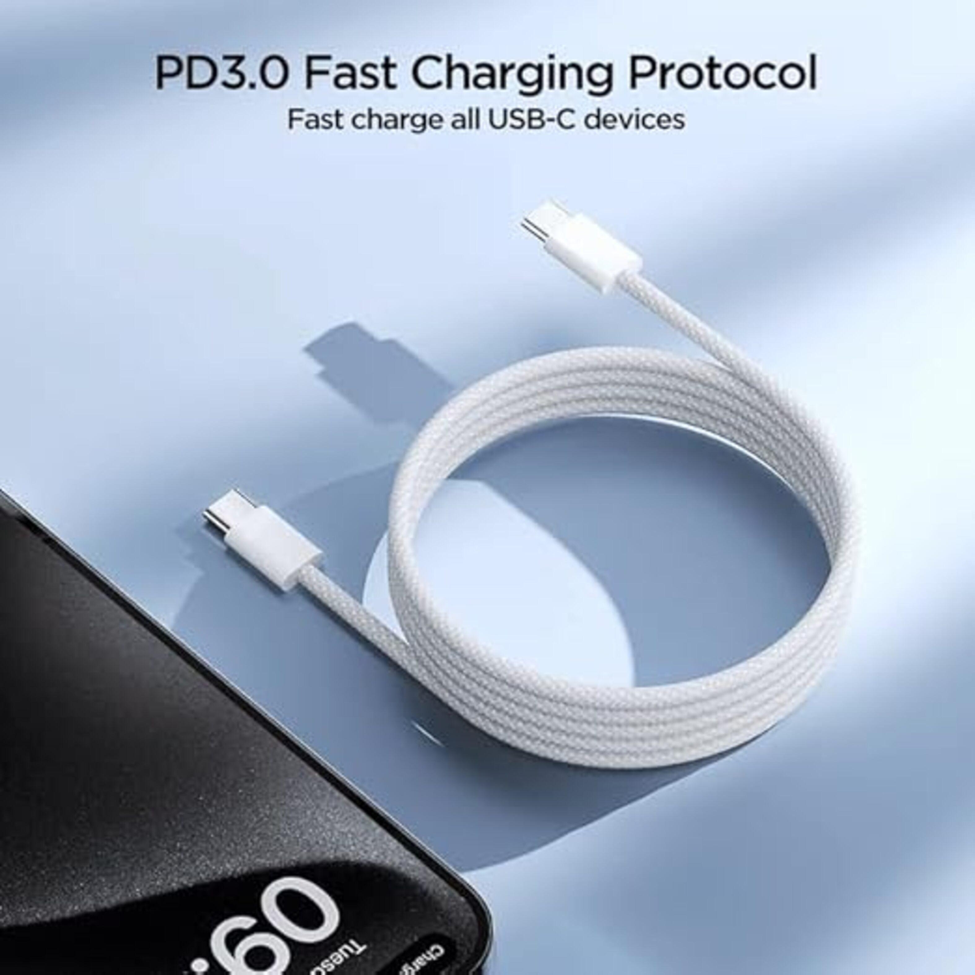Cable USB-C a USB-C 60W Trenzado Carga Rápida 1 m (Blanco) - JOYROOM-3