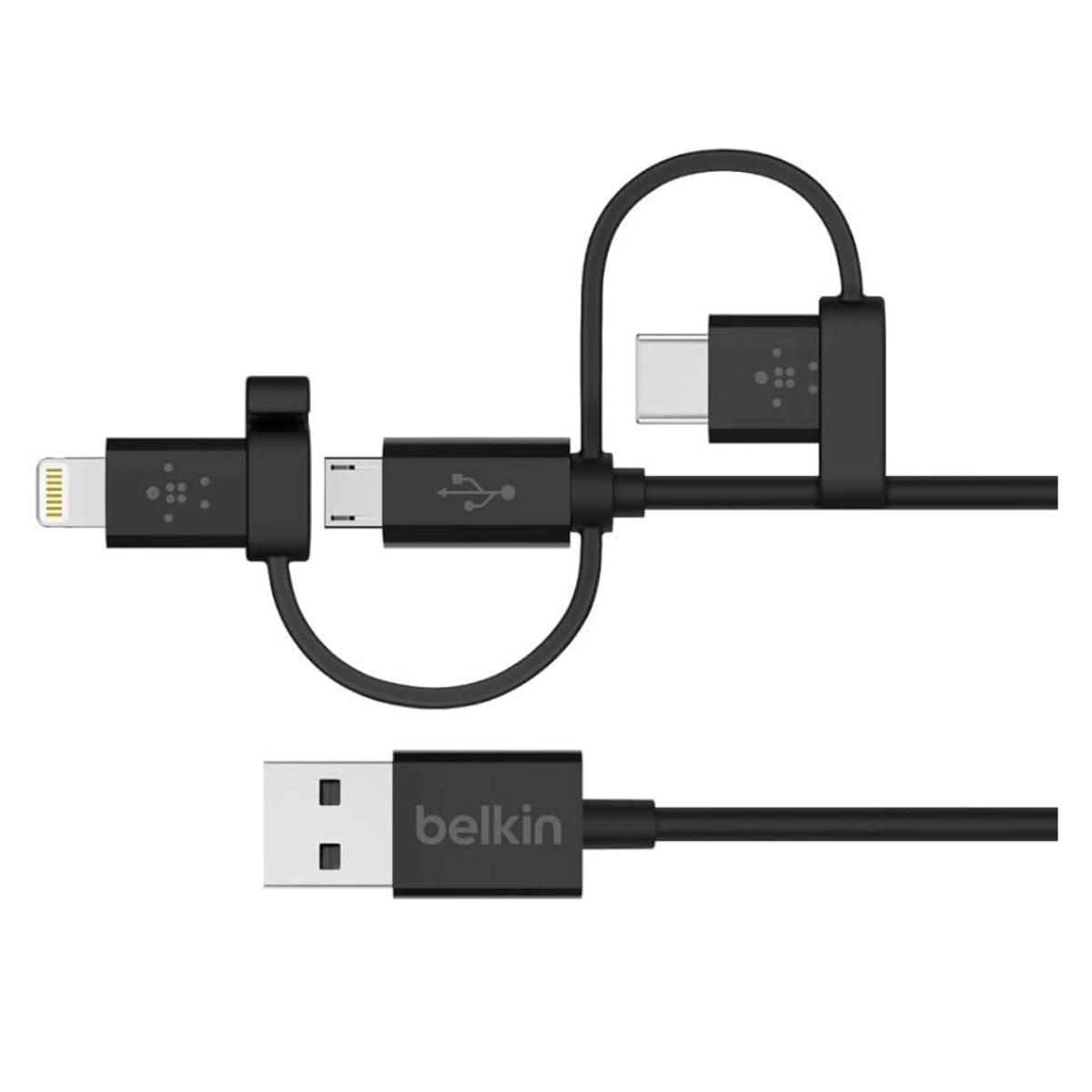 Cable universal con conectores micro-USB, USB-C y Lightning Belkin-0