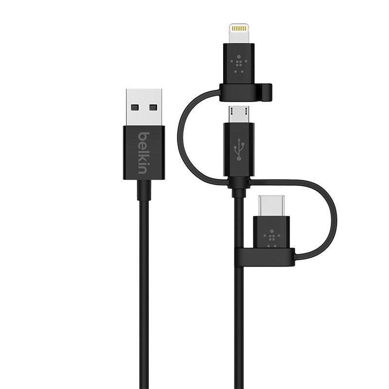 Cable universal con conectores micro-USB, USB-C y Lightning Belkin-1