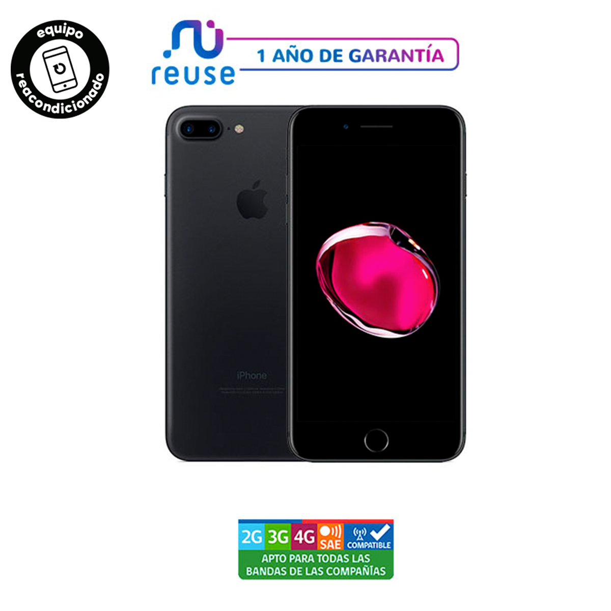 iPhone 7 Plus Reacondicionado 256GB Negro Mate Espacial Liberado-0