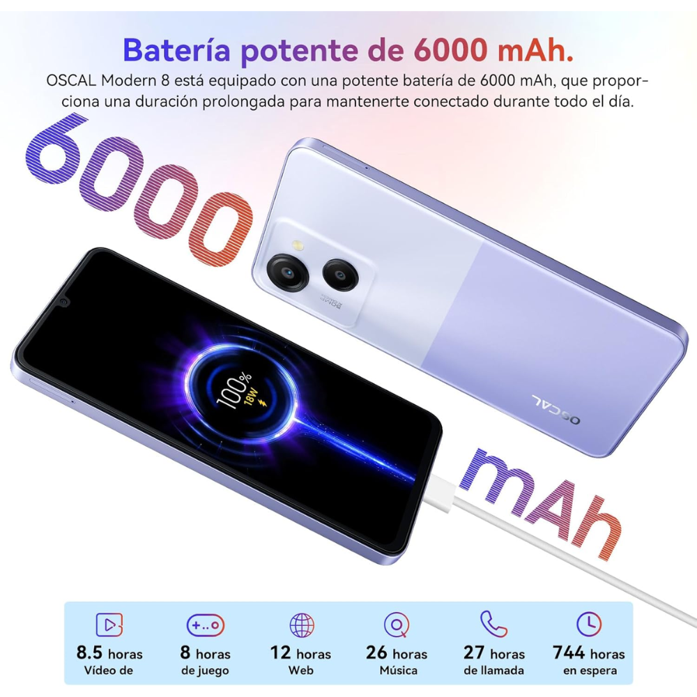 celular oscal modern 8 16gb+256gb-púrpura reacondicionado-2