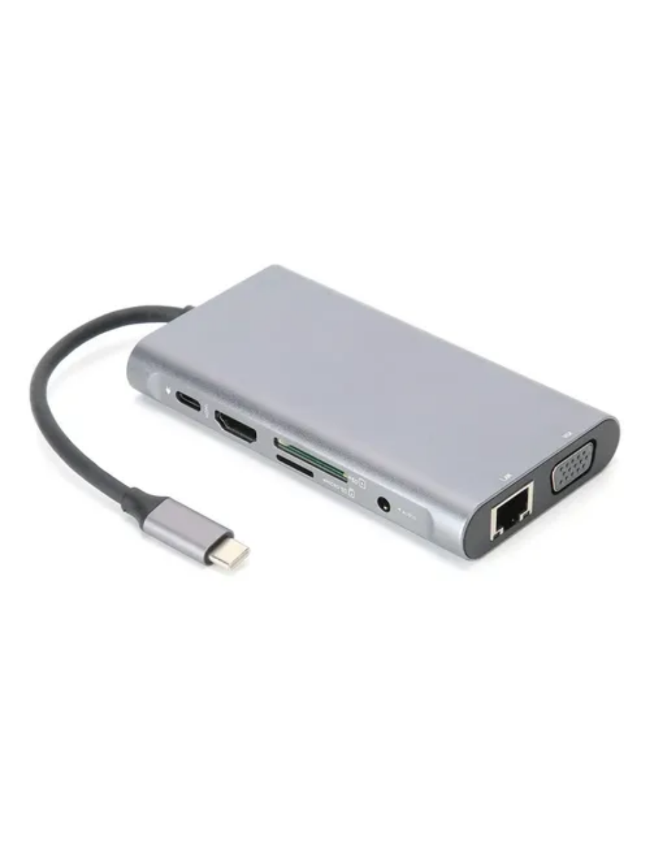 Hub USB-C 12 en 1 Tipo C USB 3.0 HDMI Dual 4K RJ45 VGA Open Box Garantía Reuse Chile-2