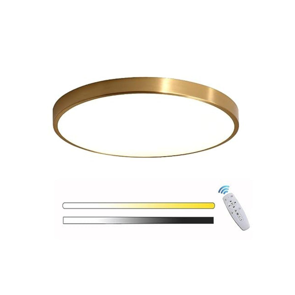 Lámpara Techo LED Aluminio Regulable Control Remoto Dorado Reacondicionada-2