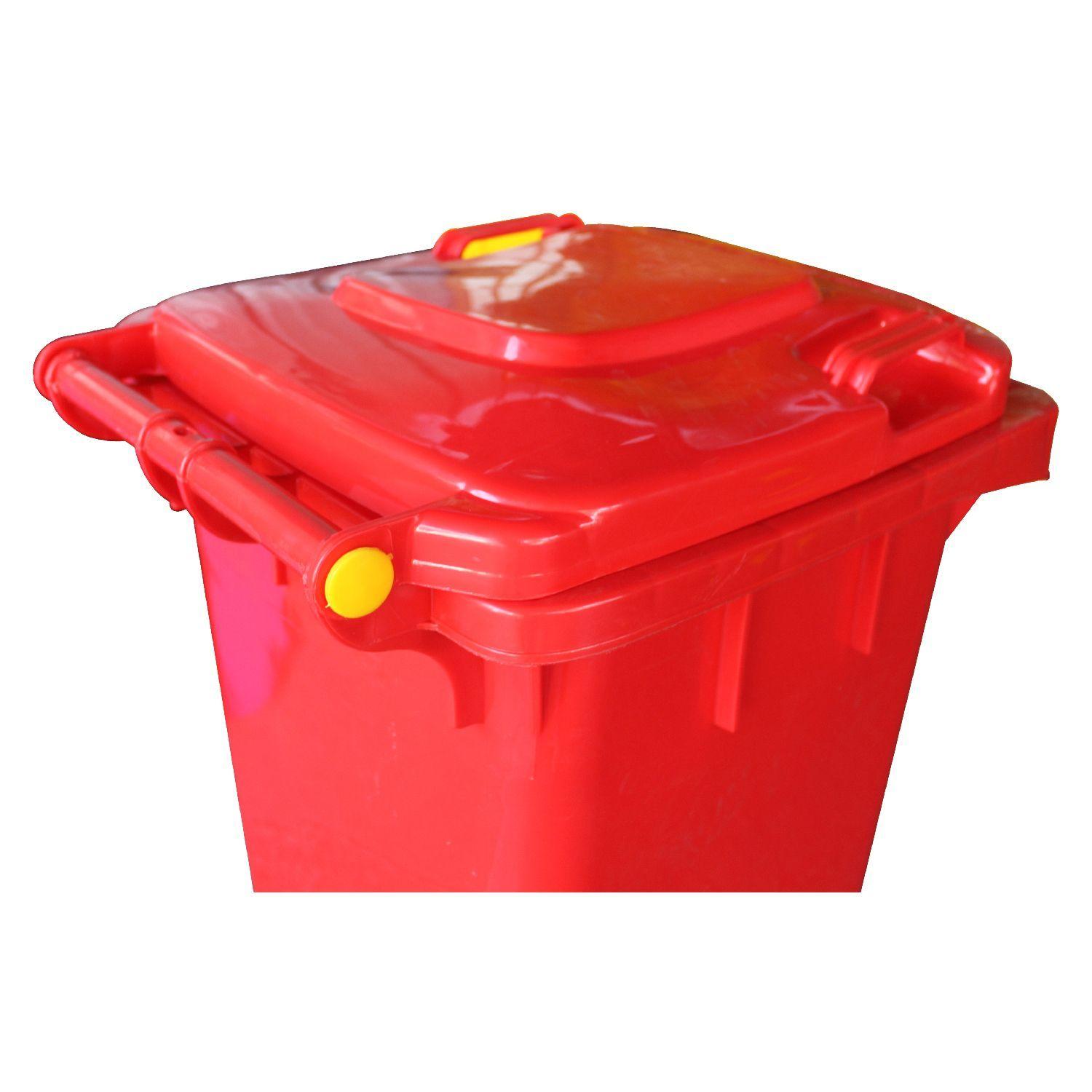 Contenedor Basurero 120 Lts Rojo con Tapa/rueda-5