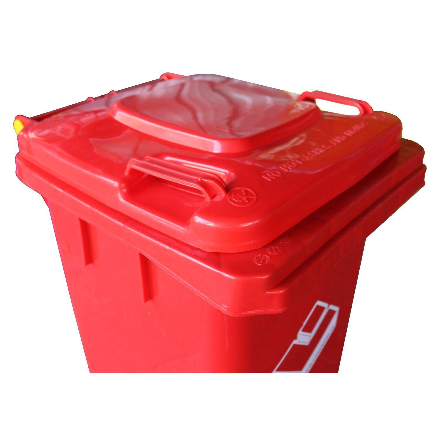 Contenedor Basurero 120 Lts Rojo con Tapa/rueda-6