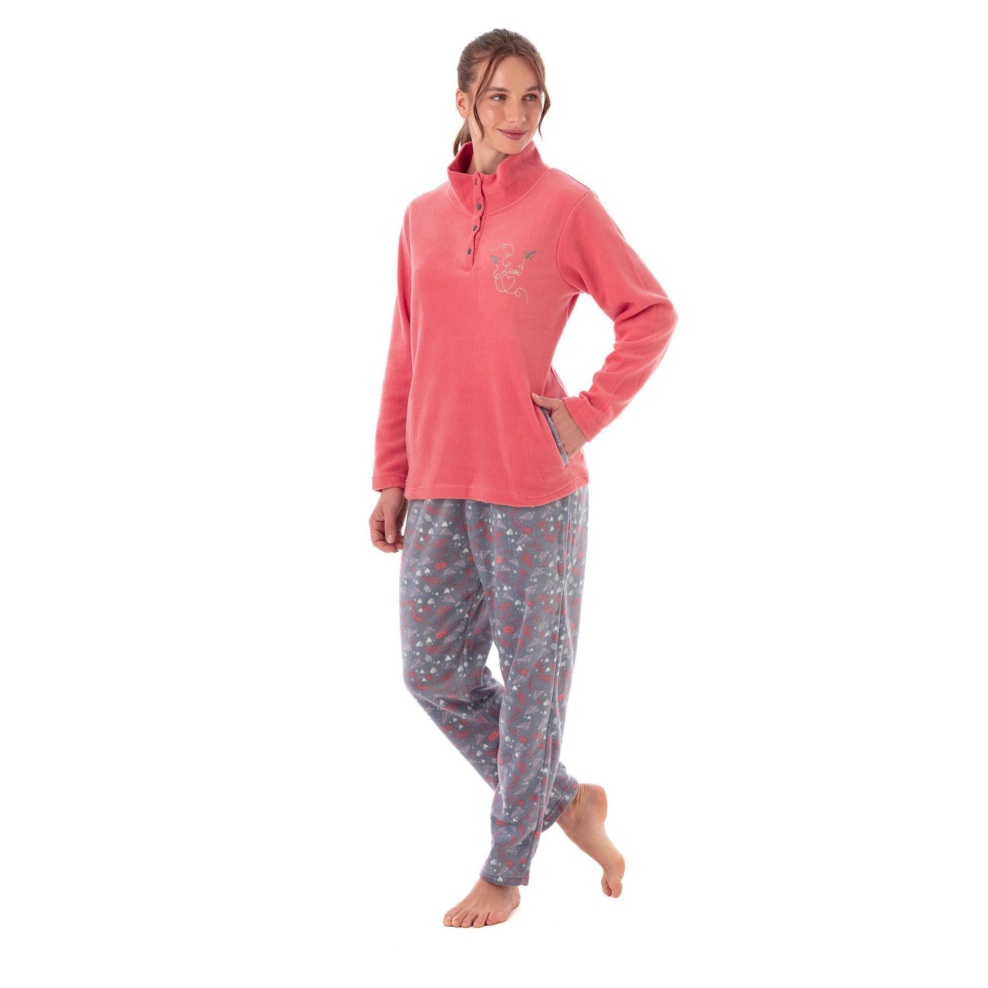 BECKIL COD 1785  PIJAMA POLAR CON CUELLO, PANTALÓN ESTAMPADO-2