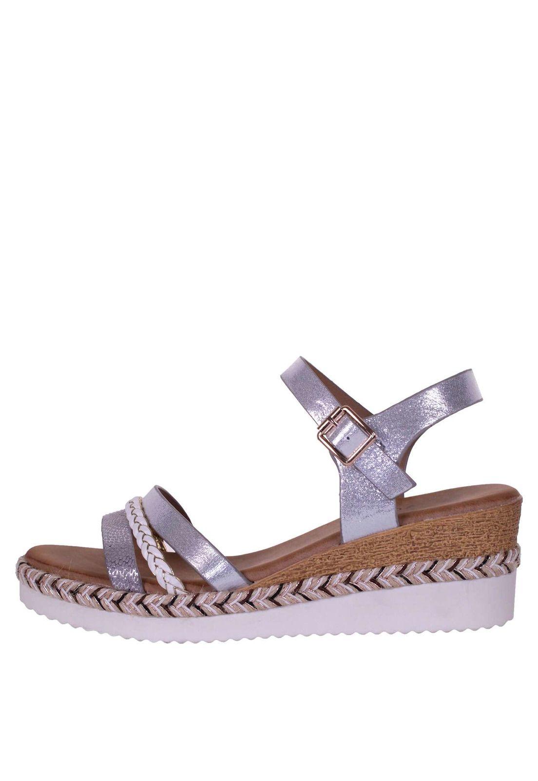 Sandalia Cuña Baja Metalizada 4Ss7622-7