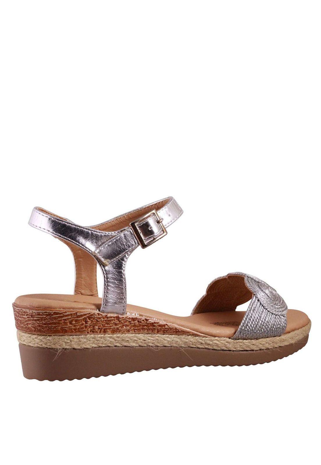 Sandalia Metalizada Cuña Baja 4Ss7721-2