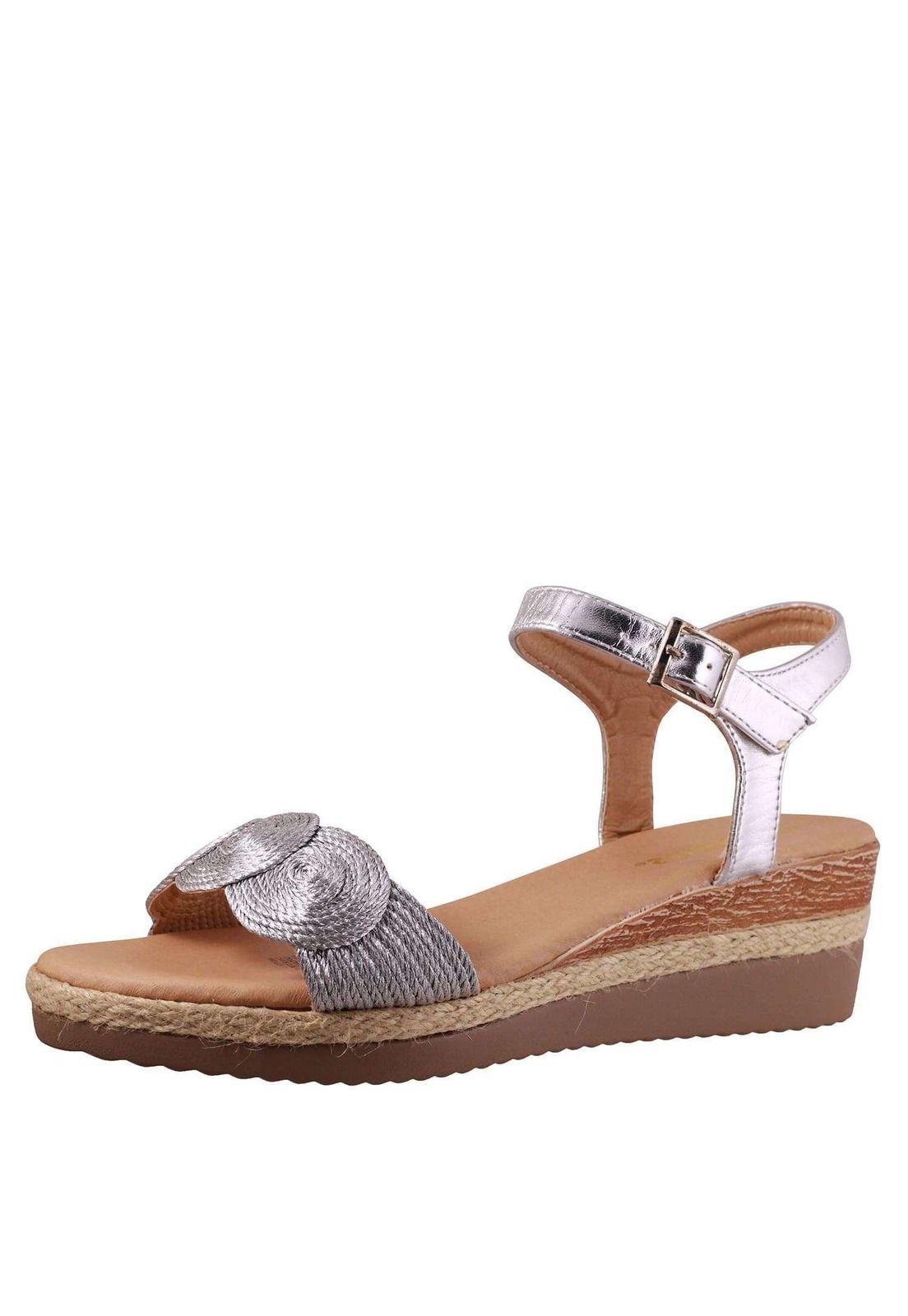 Sandalia Metalizada Cuña Baja 4Ss7721-5