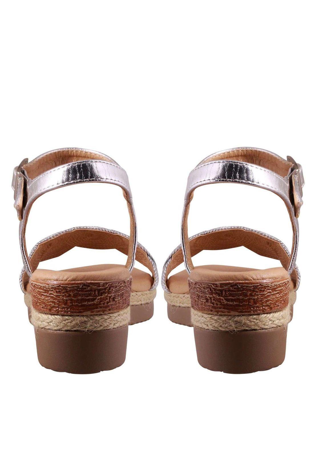 Sandalia Metalizada Cuña Baja 4Ss7721-6