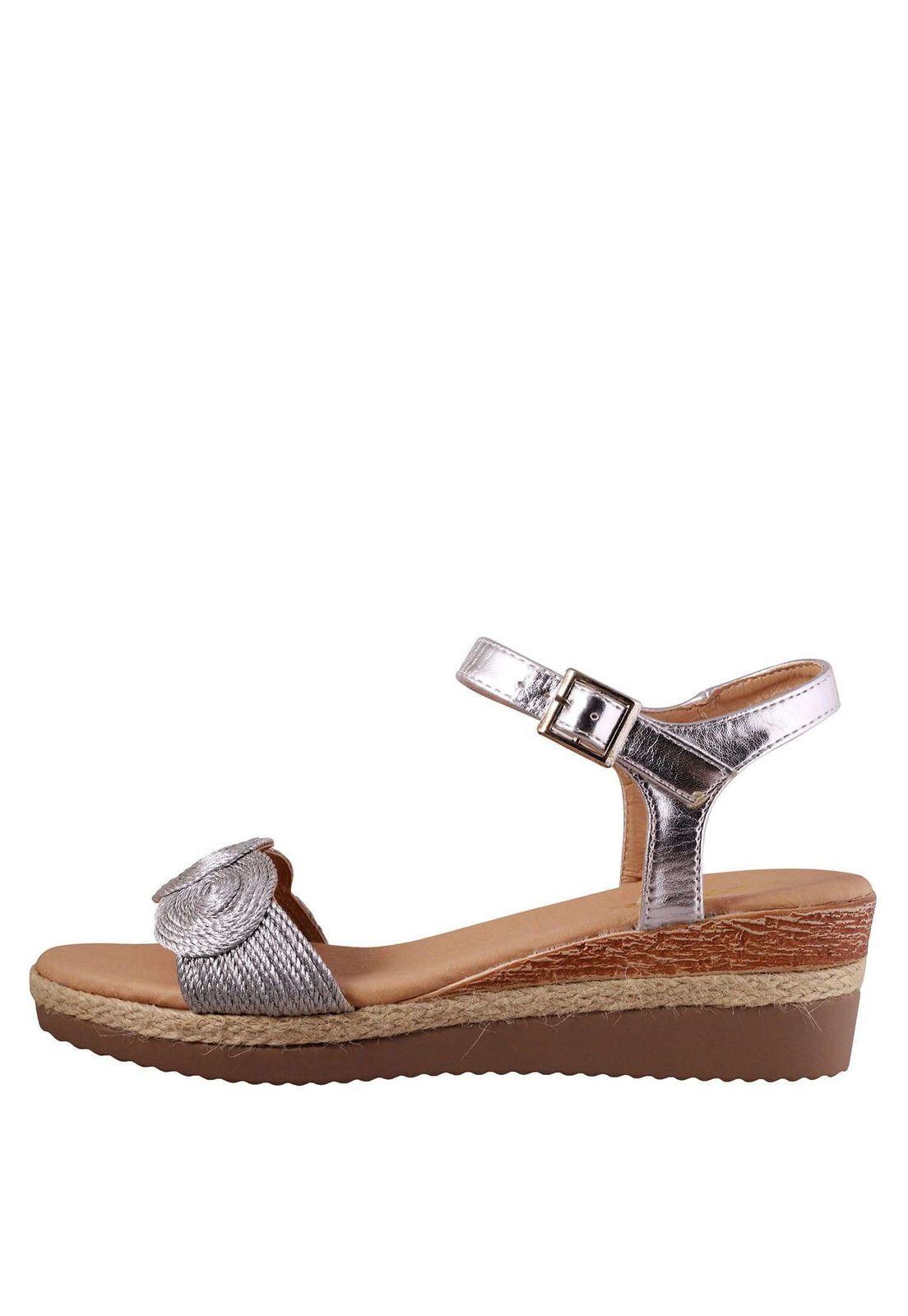 Sandalia Metalizada Cuña Baja 4Ss7721-7
