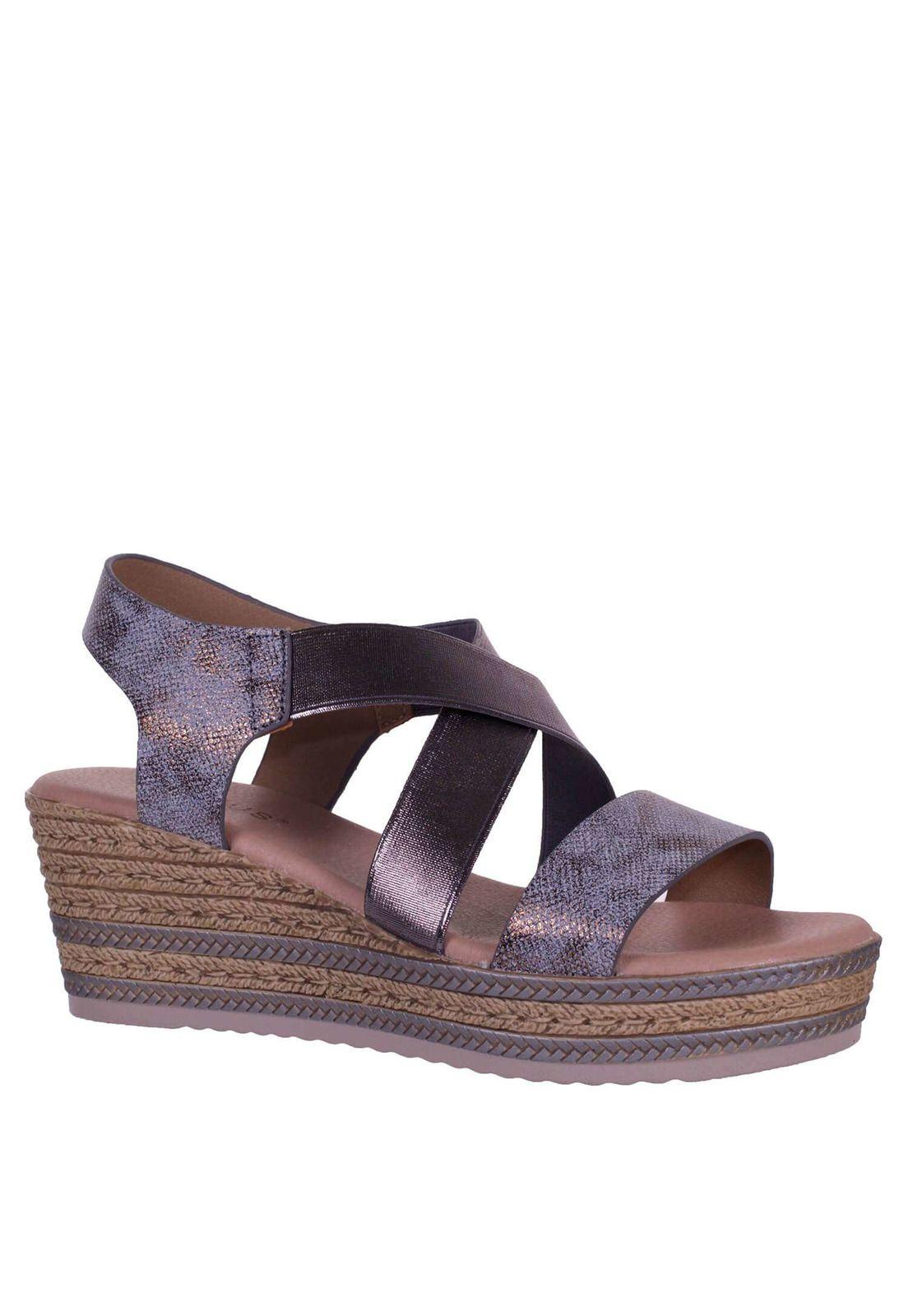 Sandalia Cuña Alta Ajuste Elastico 4Ss8122-1