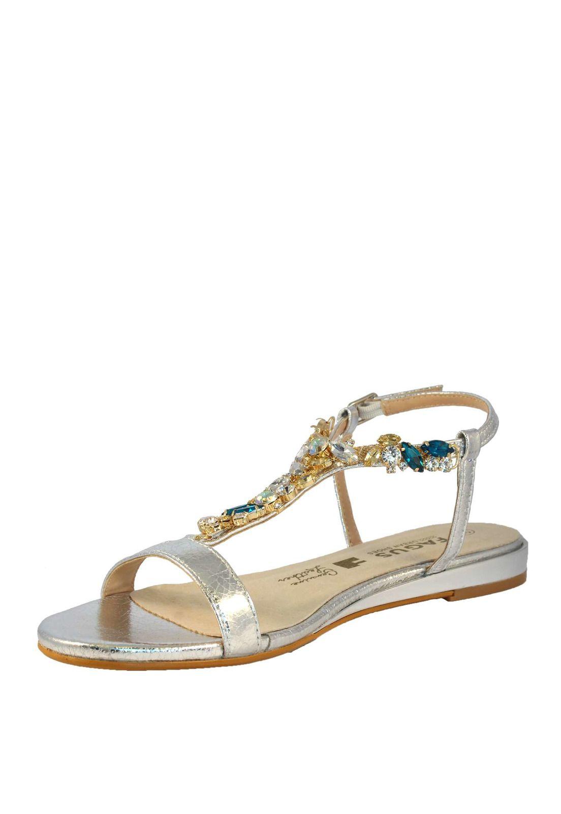 Sandalia Plana Mujer Plateada 4Ss13419-4