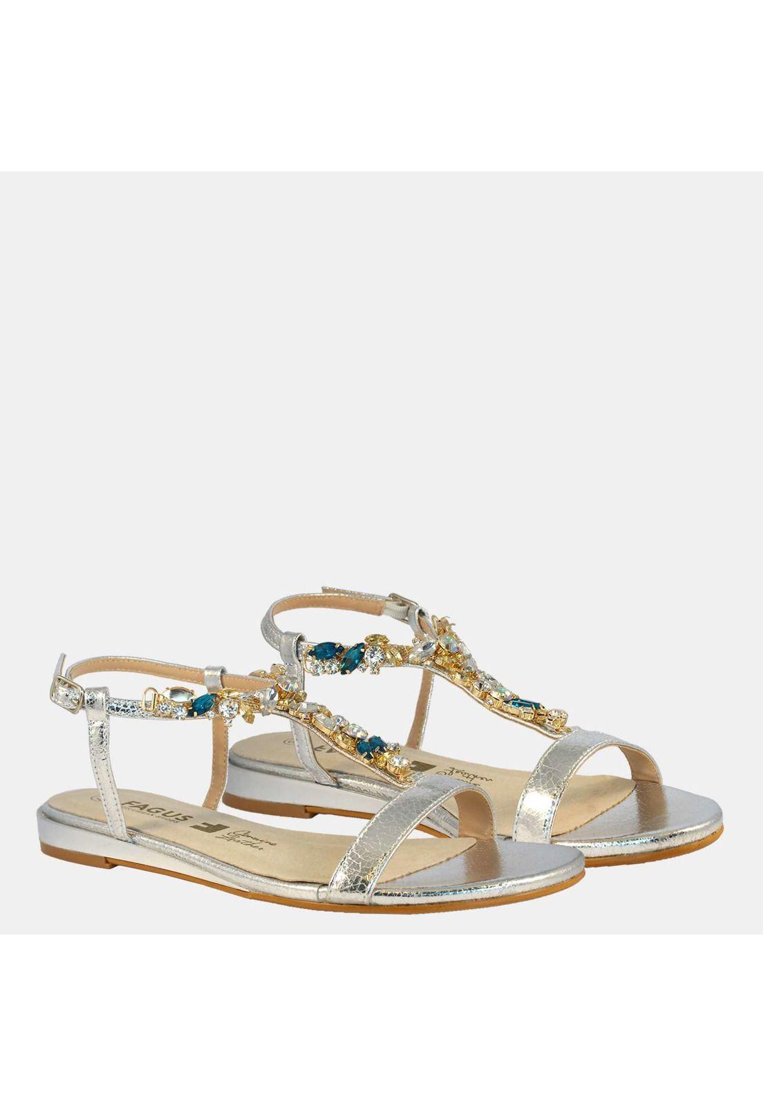 Sandalia Plana Mujer Plateada 4Ss13419-7