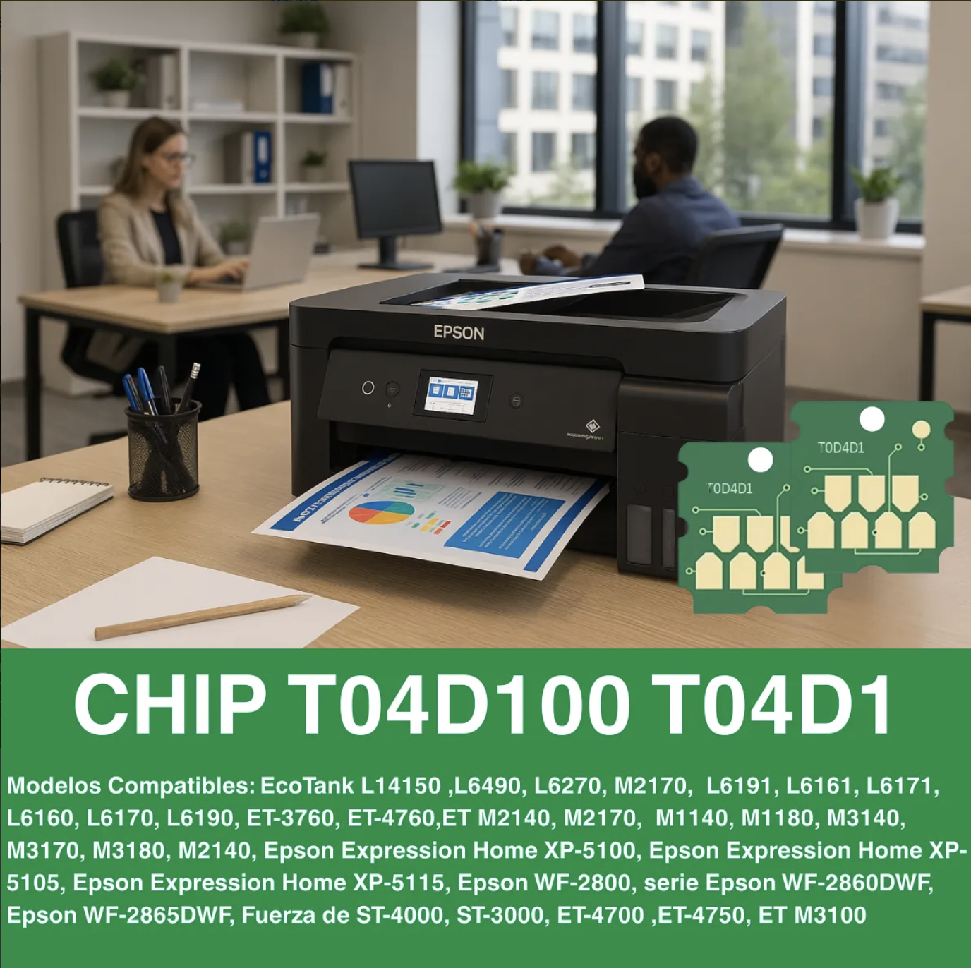 5 Chips T04d1 Caja Mantenimiento Tinta Residual Epson L6171-3