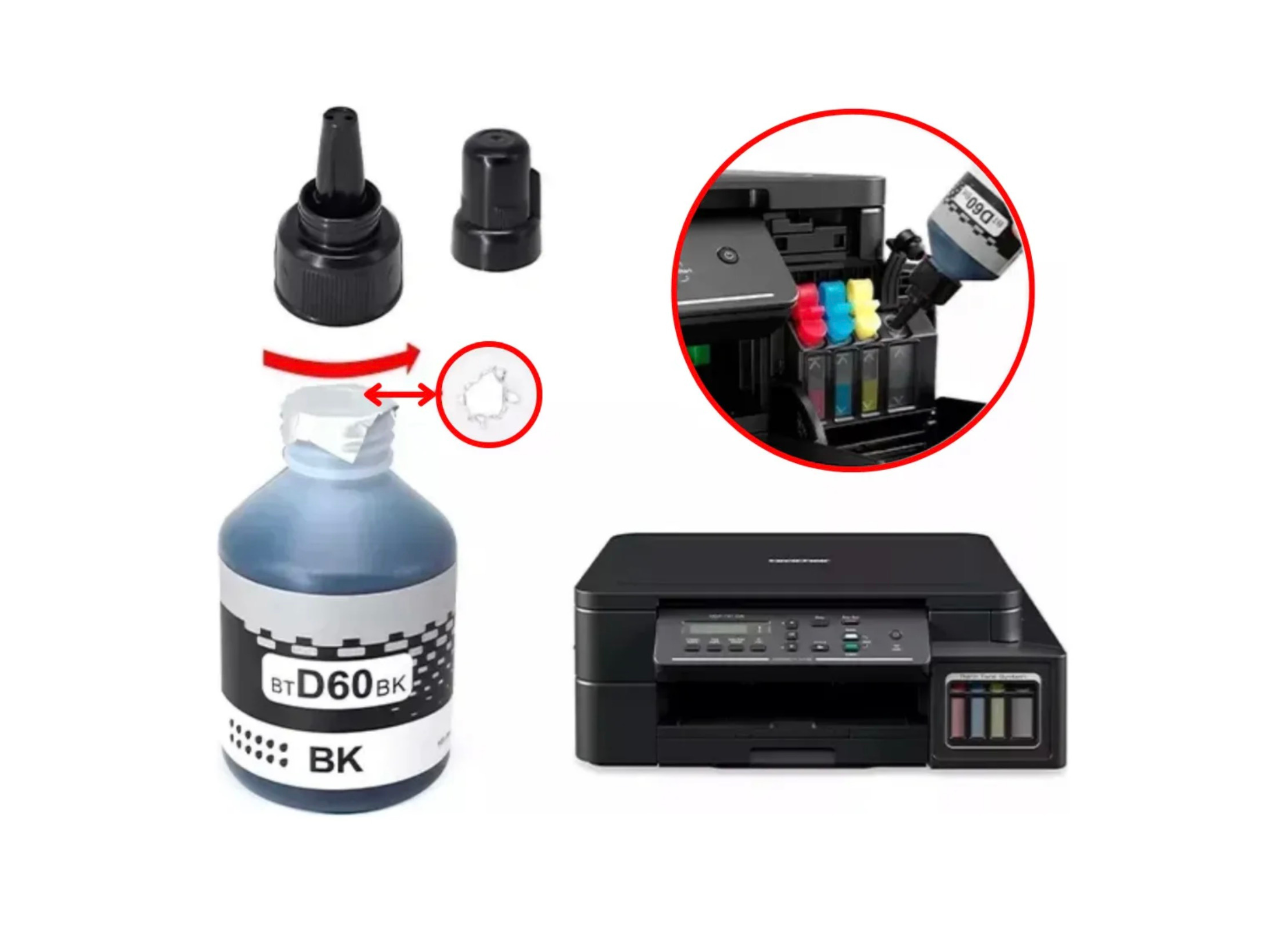 Tinta Brother Original Pack Btd60 Bk Bt5001 C Y M / Dcp Mfc-2