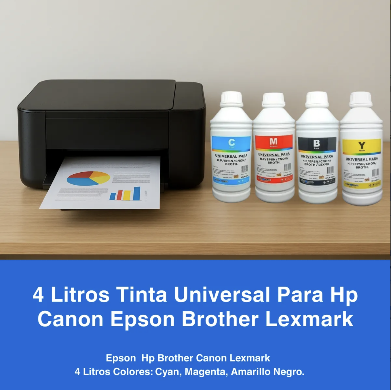 4 Litros Tinta Universal Para Hp Canon Epson Brother Lexmark-2