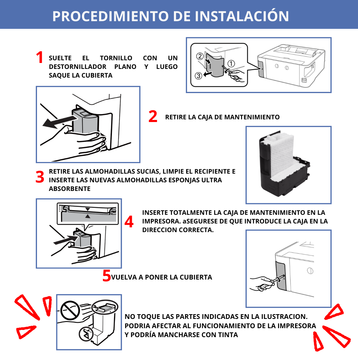 Almohadillas Impresora Epson L4260 L4160 Para Caja Mantenimiento-6