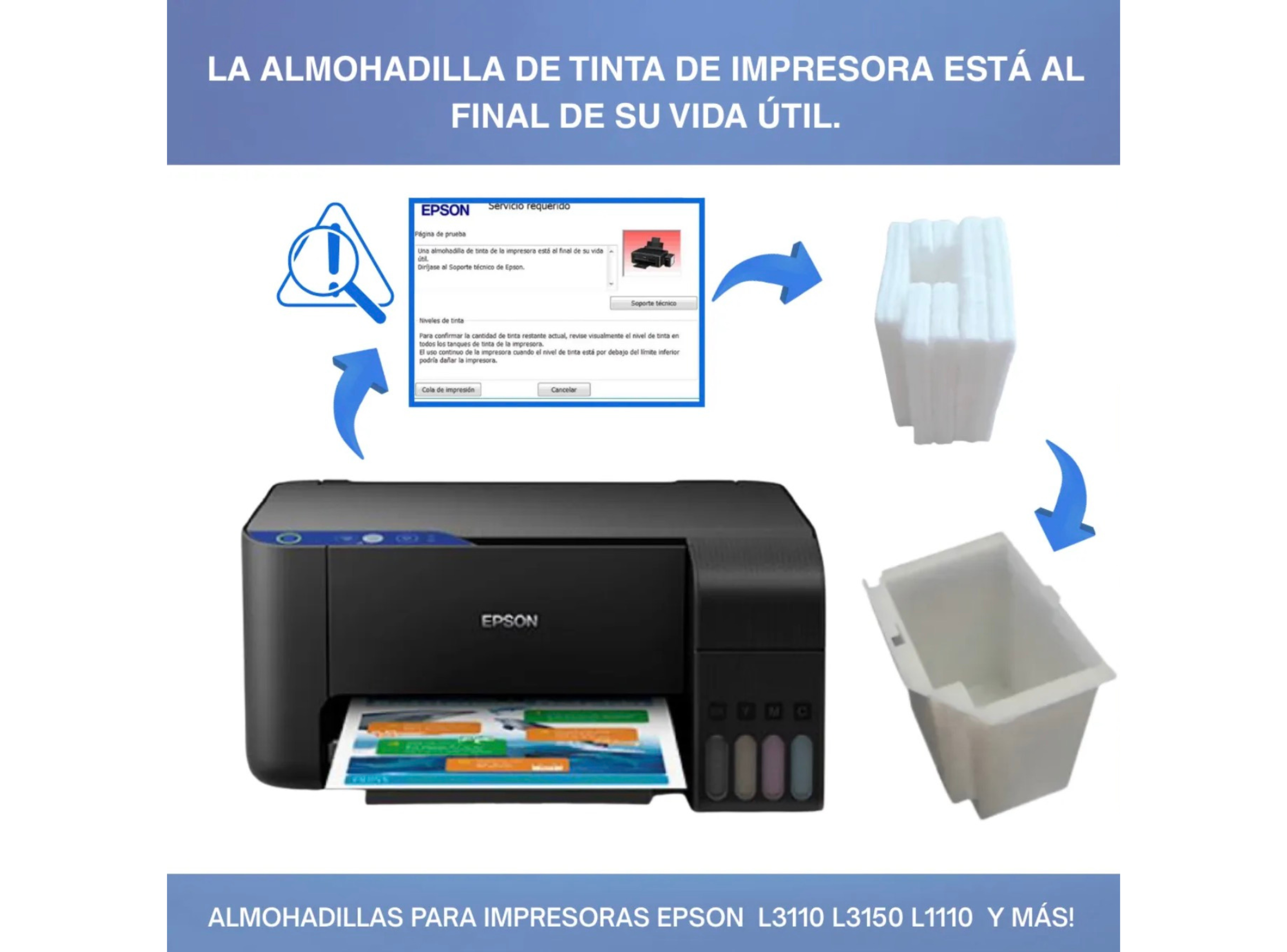 5 Set De Almohadillas Para Impresora Epson L3160 L5190 L3165-7