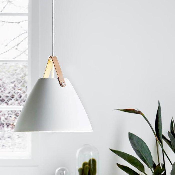 LÁMPARA COLGANTE NÓRDICA BLANCA ECO CUERO E27 1X60W-1