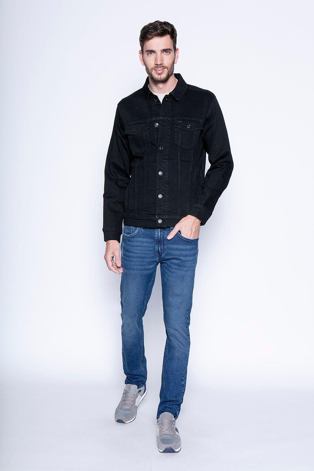 Jacket Denim Básica Fj Black-3
