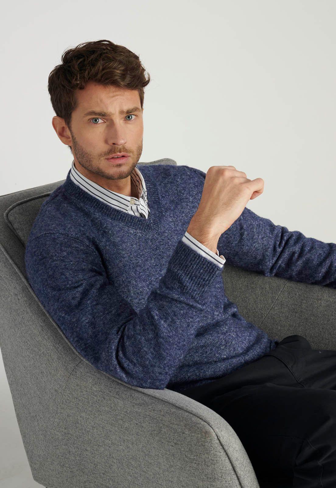 Sweter Sebastian Avant-Garde Deep Blue Melange-4