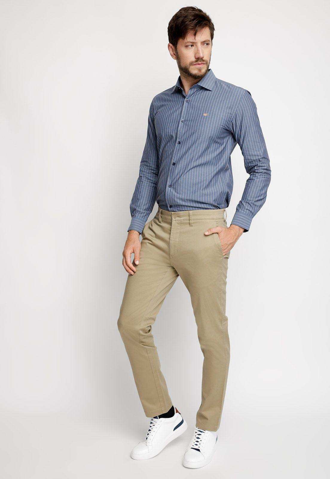 Pantalón Twill Sin Pliegues Slim L/31 Khaki-3