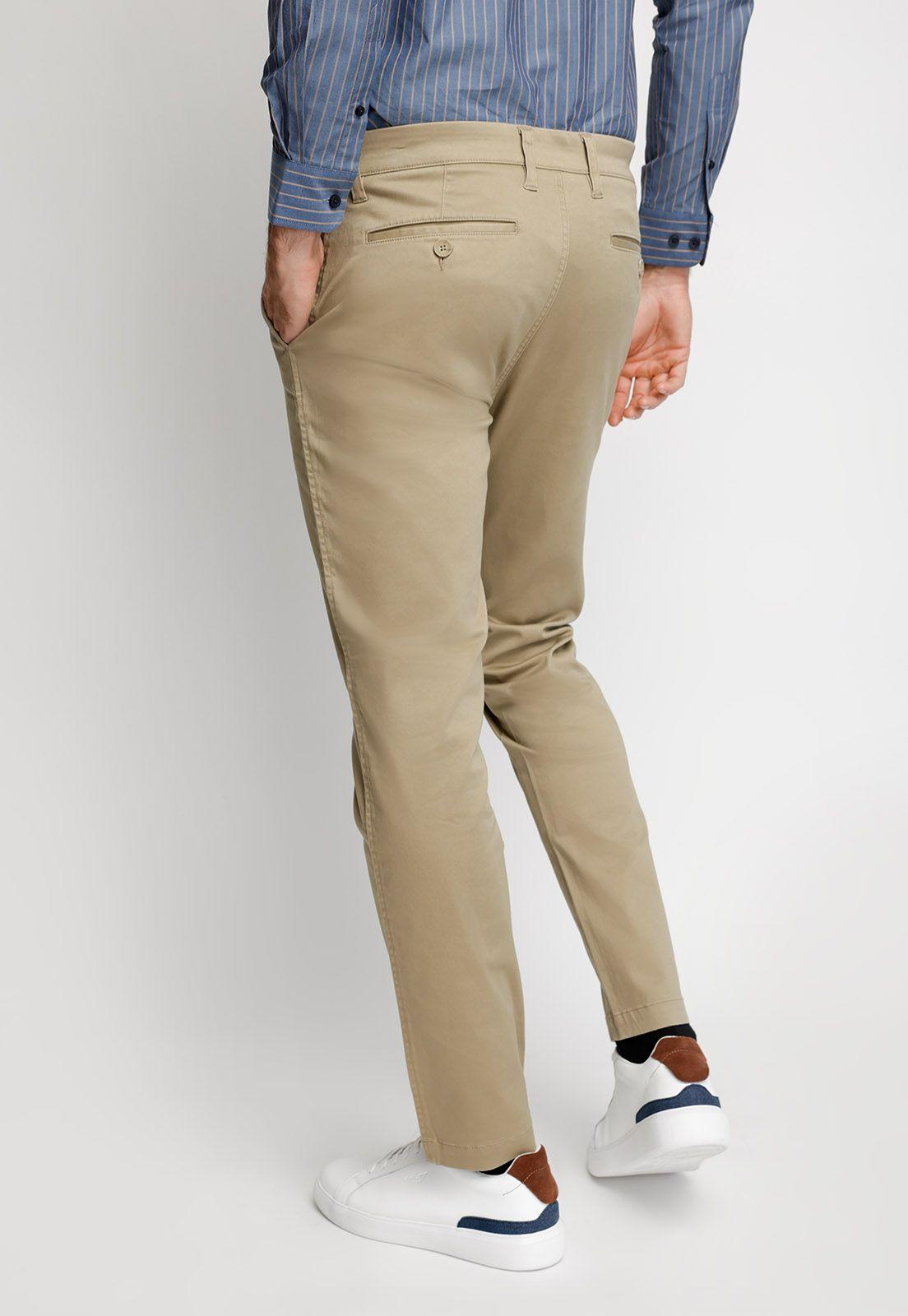 Pantalón Twill Sin Pliegues Slim L/31 Khaki-1