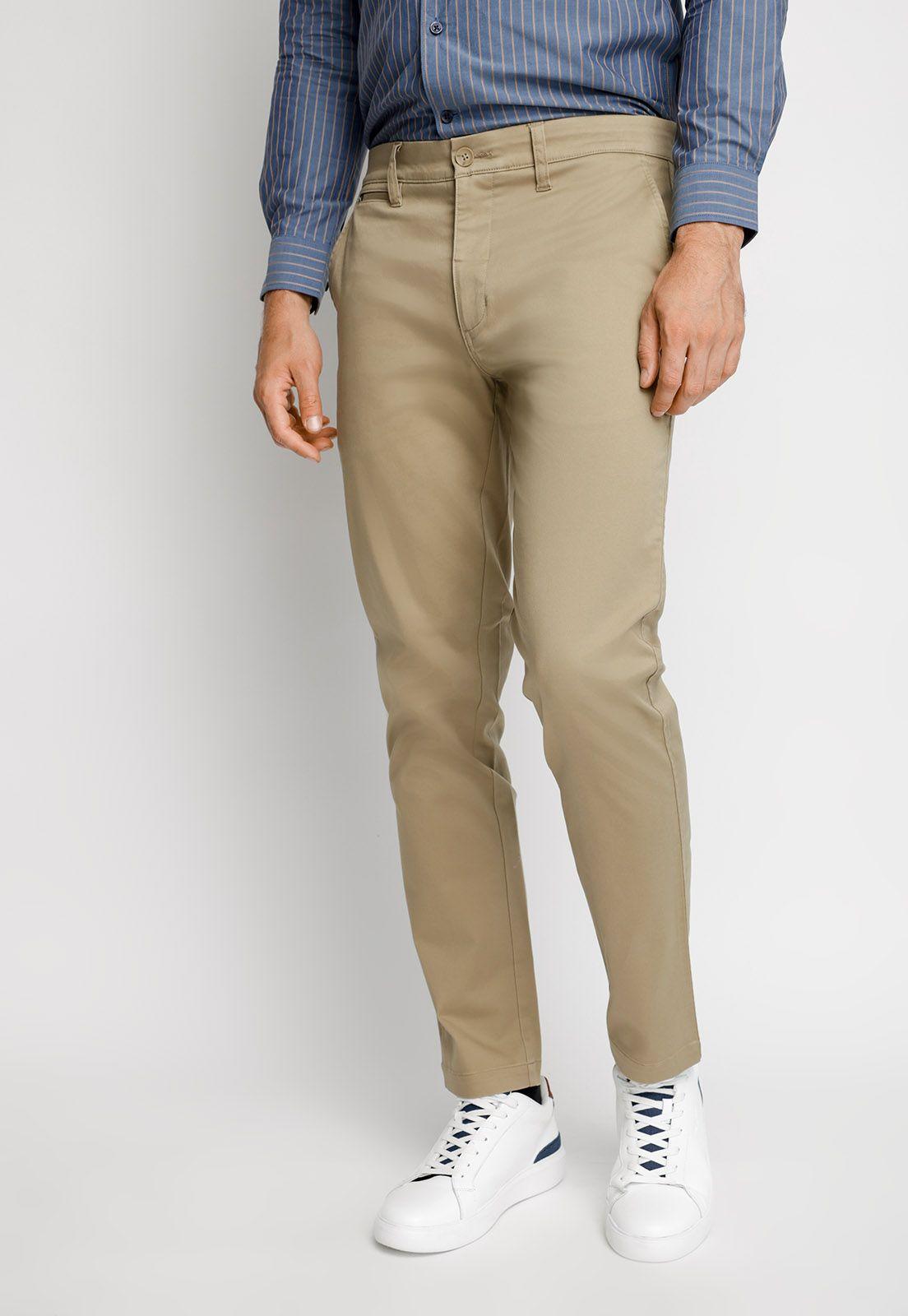 Pantalón Twill Sin Pliegues Slim L/31 Khaki-0
