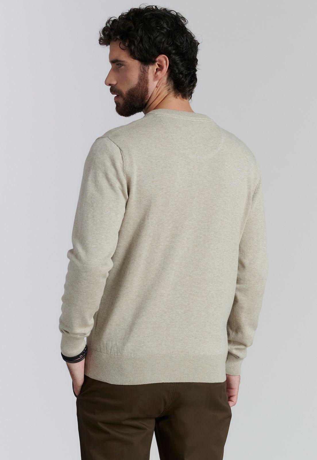 Sweater V Neck Melange F Smart Casual Dk Oyster-3